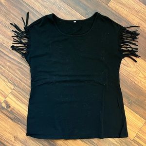 Black Fringe Shirt Large